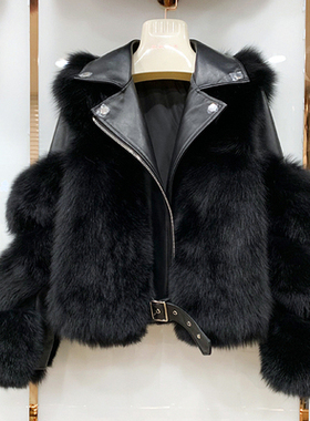 Real Fox Fur Coats With Genuine Sheepskin Leather Wholeskin