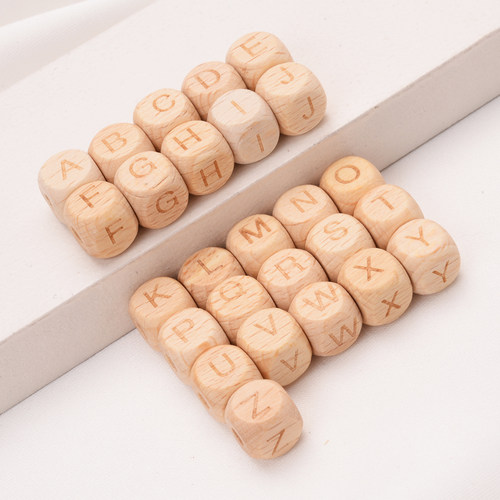 50Pcs/Lot 12mm English Alphabet Letter Beech Custom Personal