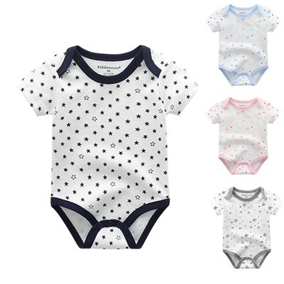 Newborn Summer Baby Rompers Cotton Short Sleeves Print Infan
