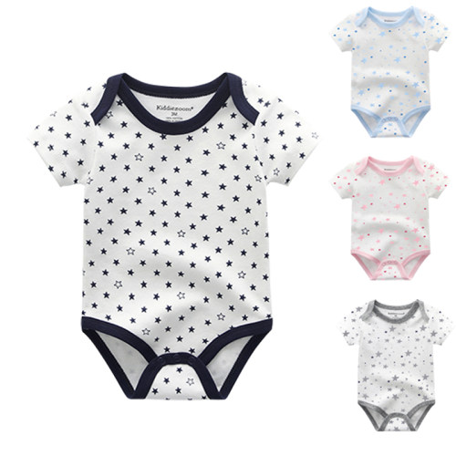 Newborn Summer Baby Rompers Cotton Short Sleeves Print Infan