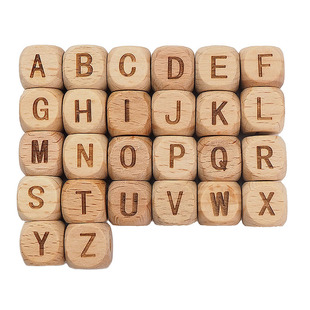 5PCS Square Wooden Alphabet Beads A-Z Letter beads for Baby