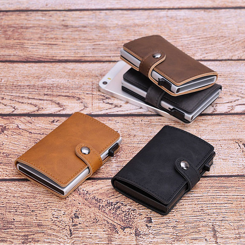 Blocking Vintage Men Credit Card Holder Aluminum Alloy Busin