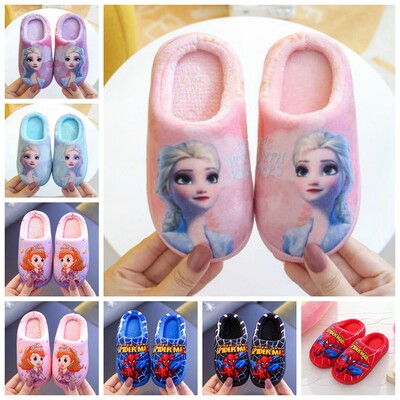 Children Cotton Slippers Cartoon Marvel Spiderman Frozen Els