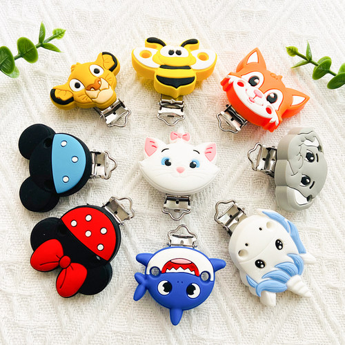 3p?s Baby Pacifer Clips Cartoon Shape Perle Silicone Teether