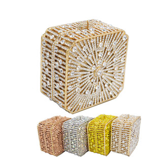 Stylishly Gold Rhinestone Clutch bag women Purse square Crys