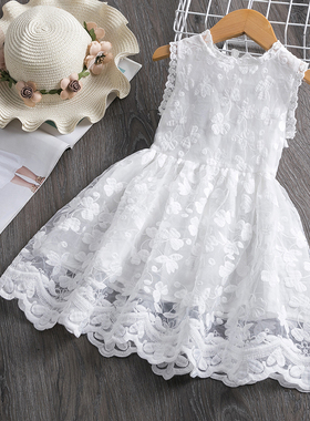 White Flower Girls Dresses 2022 Summer Sleeeveless Wedding E