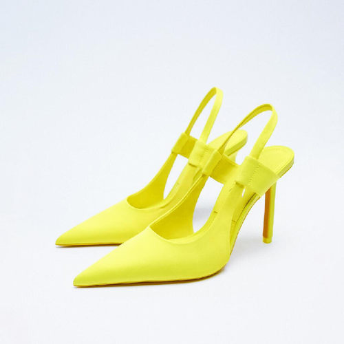 Shallow Mouth Yellow Sandals Stiletto Heels Clear Shoes 2021