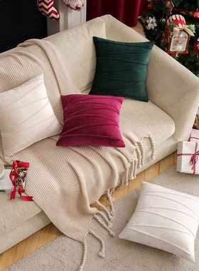 Inyahome Velvet Throw Pillow Cover Soft Solid Decorative Squ