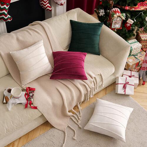 Inyahome Velvet Throw Pillow Cover Soft Solid Decorative Squ