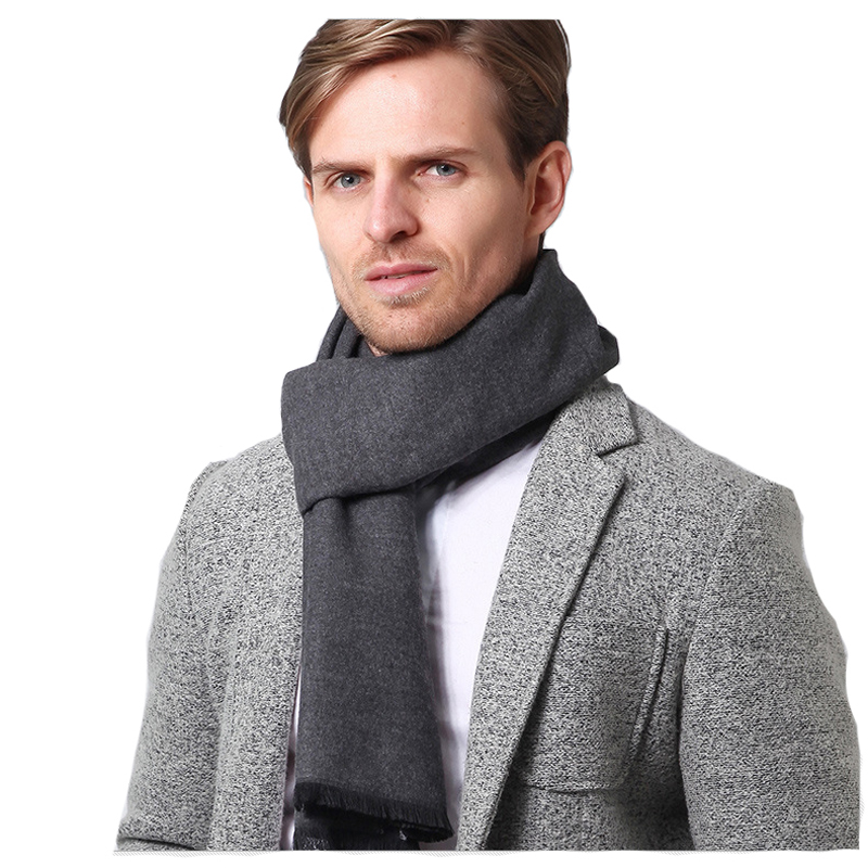 New Winter Cashmere Scarf Men Business Plain Color Pashmina