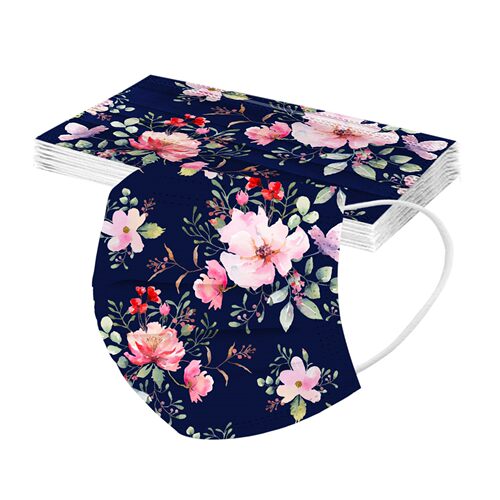 10-50pcs Adult Disposable Face Masks Flower Printed Facemask