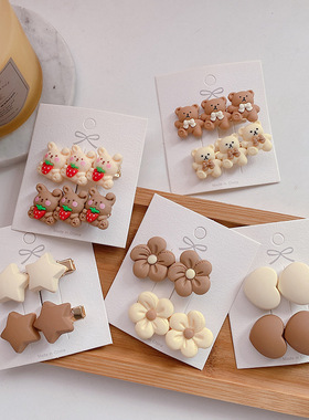 2pcs/lot Koren 2022 New Children Hair Clips Girls Bear Hairp