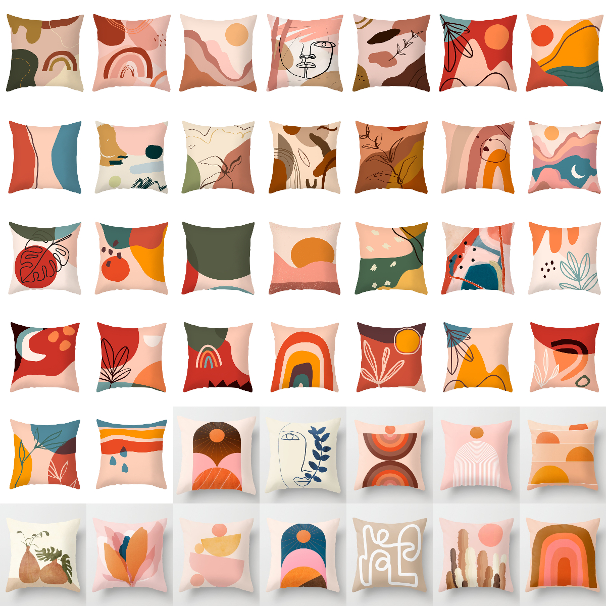 Nordic Morandi Color Abstract Line Drawing Cushion Case Mode