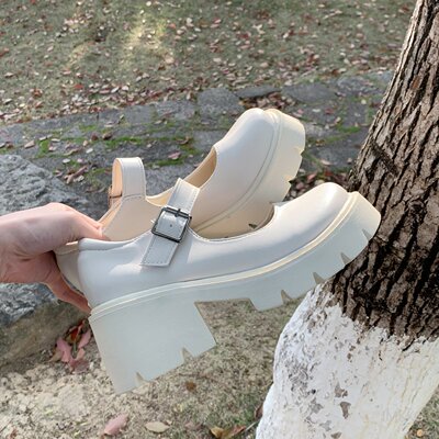 2021 Women Mary Jane Shoes Woman Vintage Girls High Heel Pla