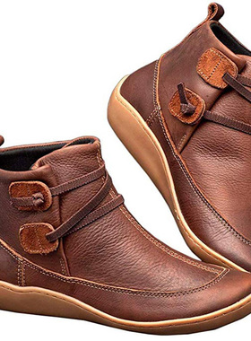 Women Flat Boots Ladies Soft-soled Non-slip Hook Ankle Shoes