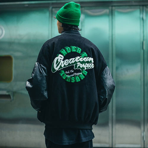 BiggOrange Hip Hop Baseball Jacket Men Furry Letter Leather