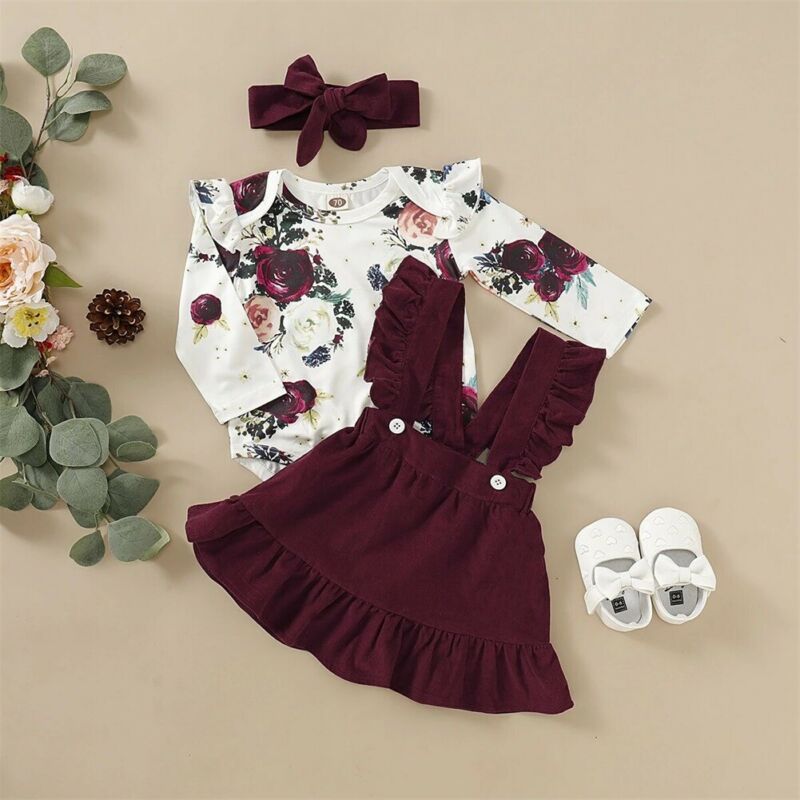 Newborn Baby Girl Clothes Set Floral Bodysuit Romper Jumpsui