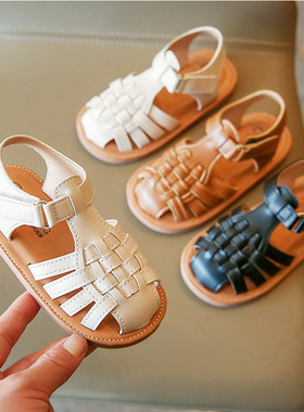 2022 New Vintange Weave Solid Girl's Sandals Closed Toe Sand