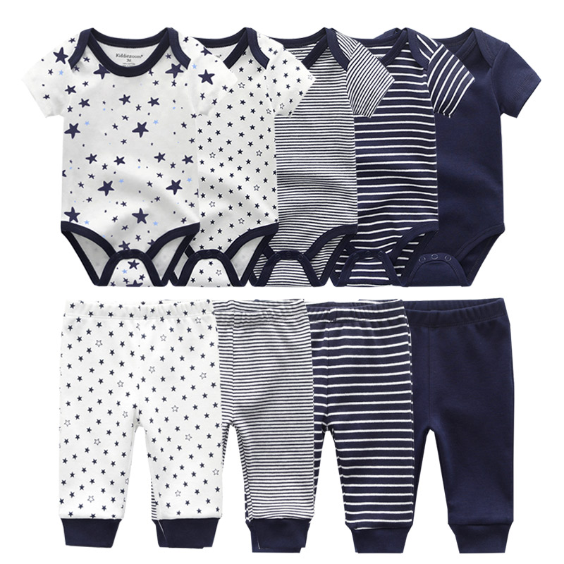 6/9PCS Baby Girl Clothes Newborn Unisex Solid Bodysuits+Pant