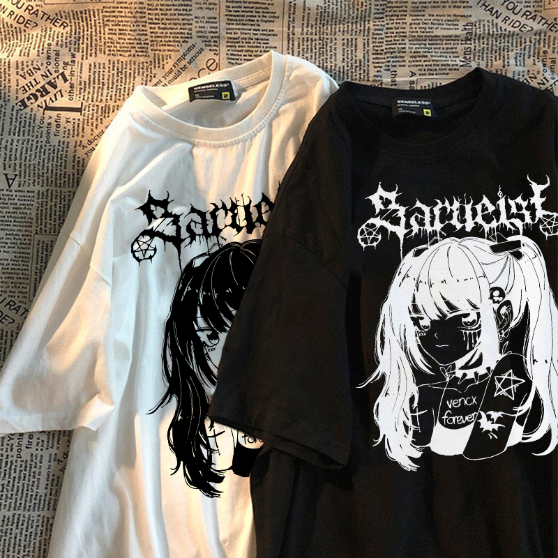 Harajuku Loose Oversized T Shirt Women Anime T Shirt Clothes