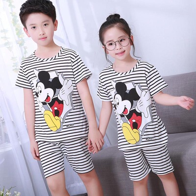 Children's Casual Baby Kids Mickey Mouse Clothes Pajamas Set