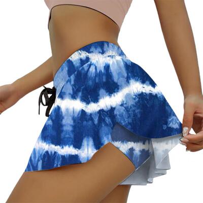 New Women Sexy 2 In 1 Butt Scrunch Skirted Running Shorts Qu