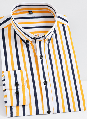 Men's Fashion Non-iron Stch Soft Casual Striped Shirts Pocke