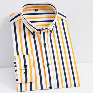 Soft Pocke Fashion Shirts Striped Casual Stch iron Non Men