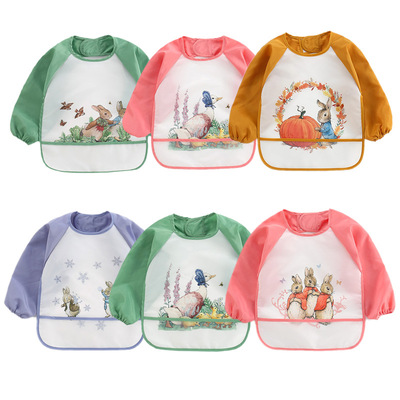 Cute Baby Bibs Toddler Baberos Bavoir Waterproof Long Sleeve