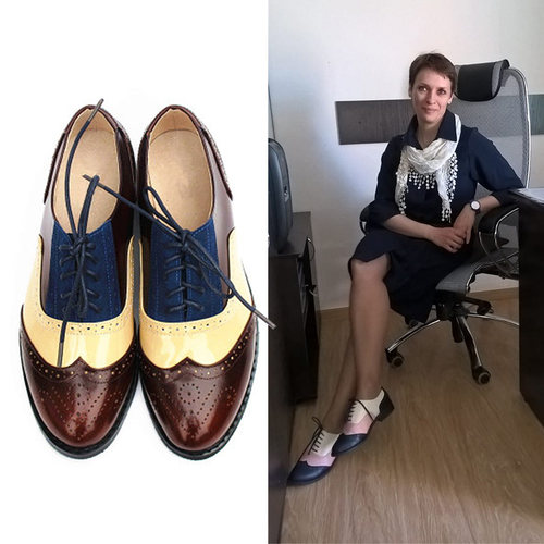 Women's Flats Oxford Shoes Woman Genuine Leather Sneakers La