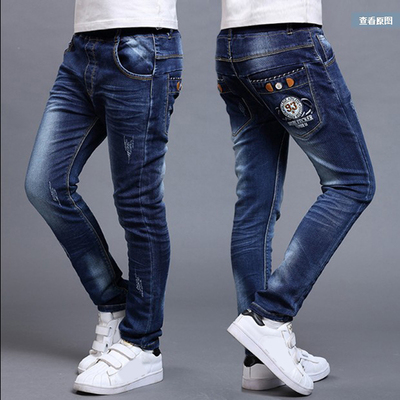 IENENS Fashion Jeans Trousers Boy's Denim Long Pants Kids Sl