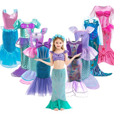 Girls Little Mermaid Costume Kids Birthday Halloween Princes