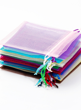 50pcs Chocolate Gift Bags Transparent Chiffon Drawstring Org