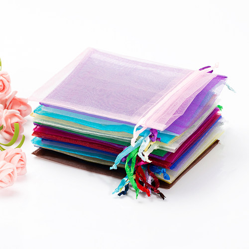 50pcs Chocolate Gift Bags Transparent Chiffon Drawstring Org
