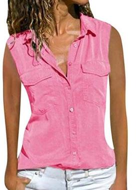 Summer Women Blouses Button Befree Boho Pocket Loose Vintage