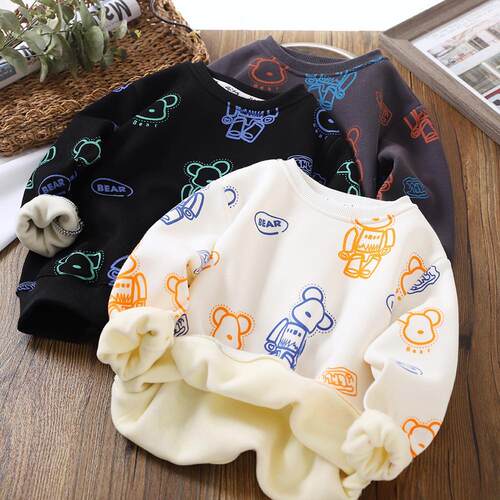 Boys' Fleece-Lined Sweater 2022 Autumn and Winter Children's
