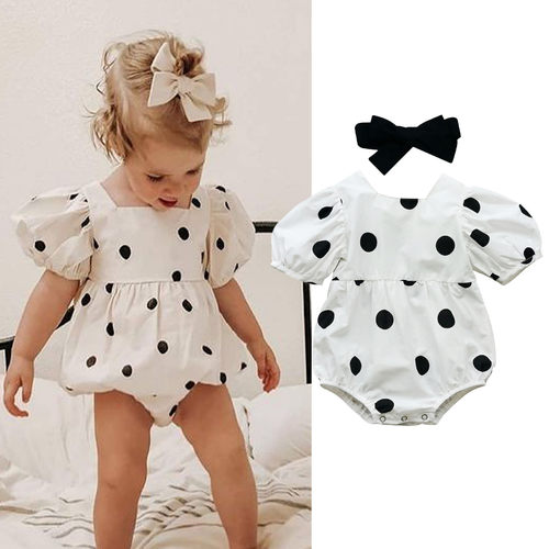 New Summer Newborn Baby Girls Fashion Polka Dot Printed Puff