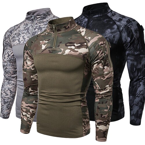 New mens Camouflage Tactical Military Clothing Combat Shirt