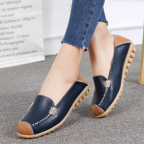 New Spring Autumn Shoes Woman Genuine Leather Women Flats Fe