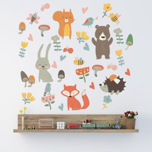 Forest Animal Party Wall Sticker for kids rooms bedroom deco