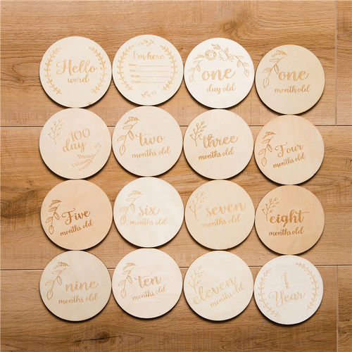 Wooden Baby Month Milestone Card Newborn Birth Month Birthda
