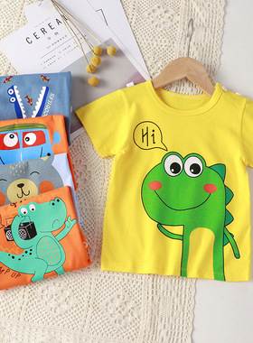 Summer Kids T-shirts Cartoon Dinosaur Car Bear Tees for Boys