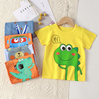 Summer Kids T-shirts Cartoon Dinosaur Car Bear Tees for Boys