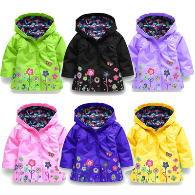 Flowers Girls Jackets Autumn Waterproof Kids Jacket Windbrea