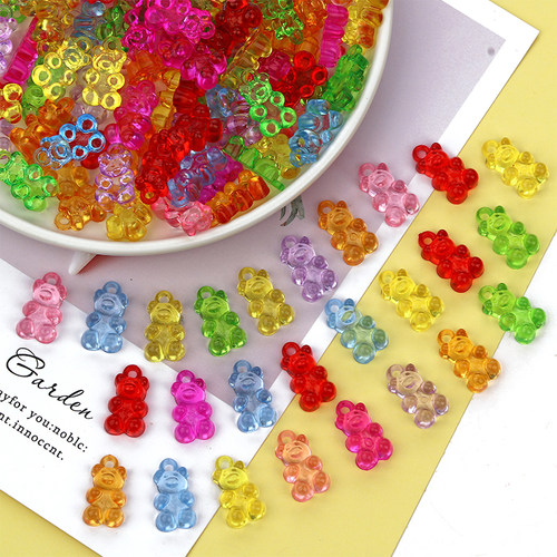 20-50pcs Candy Color Gummy Mini Bear Charms for Making Cute