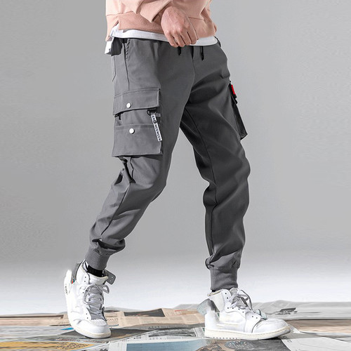 Men Casual Joggers Cargo Trousers Tactical Pants Men Solid M
