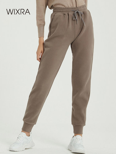Wixra Women Casual Velvet Pants Winter Lady's Thick Wool Pan