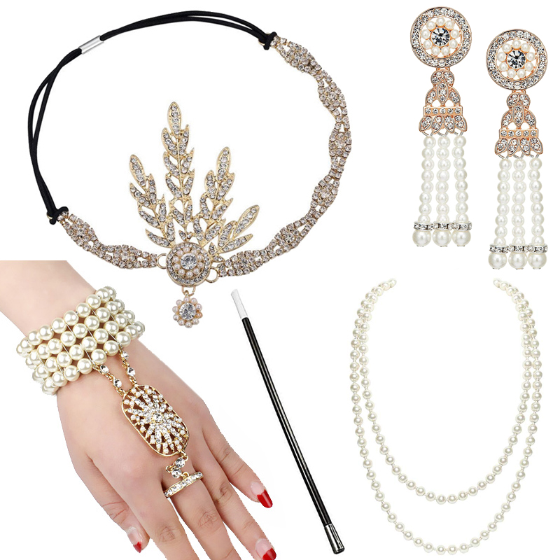 1920s Great Gatsby Accessories Set for Women 20s Costume Fla
