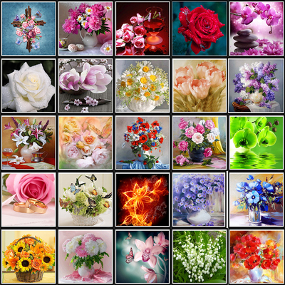 5D diamante pintura DIY flor color rosa flor hecho a mano di