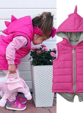 Lovely Baby Girl Warm Dinosaur Hooded Coat Cute Kid Sleevele